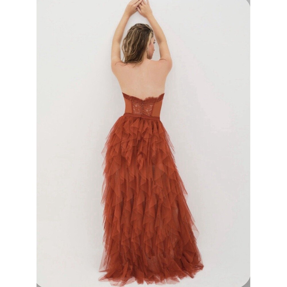 For Love & Lemons X REVOLVE Bustier Gown Rust corset lace strapless Large - Picture 4 of 12
